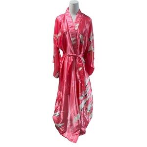 Juquemm Crane Pink‎ Silk Kimono